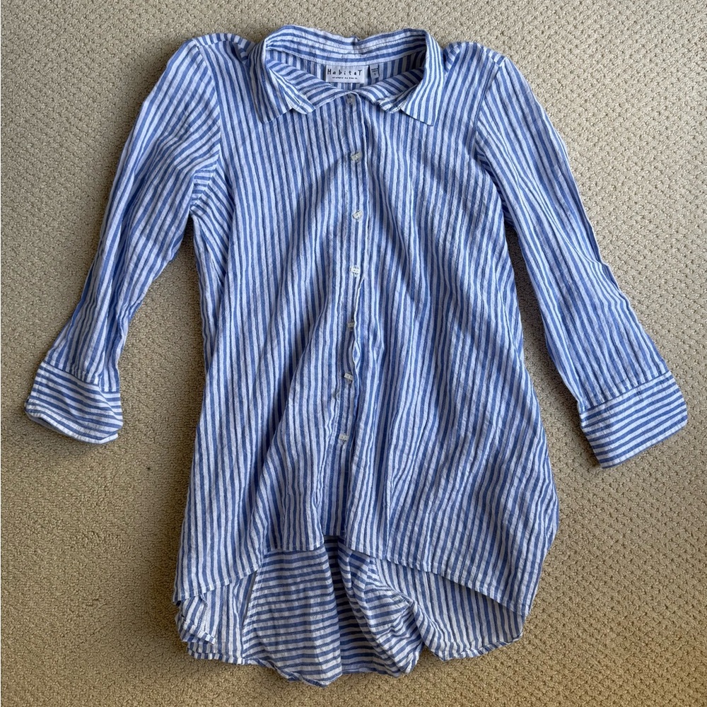 Habitat blue/white stripe tunic button down